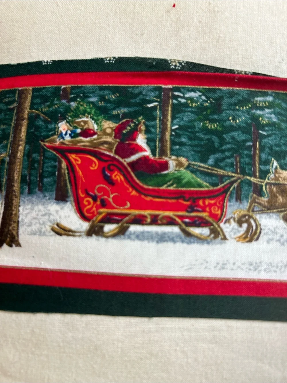 VTG SANTA CLAUS TRADITIONAL OLD WORLD THROW PILLOW SANTA WALKING IN SNOWY FOREST